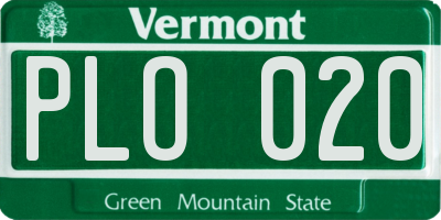 VT license plate PLO020