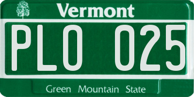 VT license plate PLO025