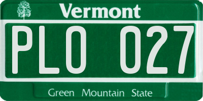 VT license plate PLO027