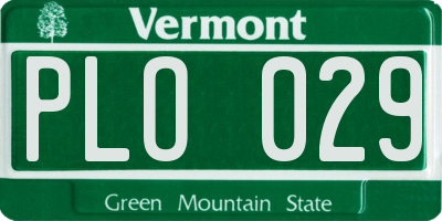 VT license plate PLO029