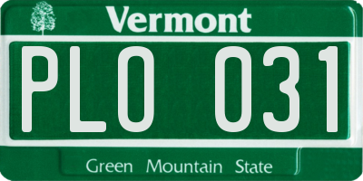 VT license plate PLO031