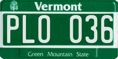 VT license plate PLO036
