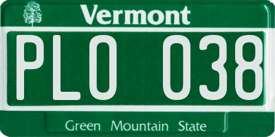 VT license plate PLO038