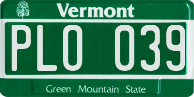 VT license plate PLO039