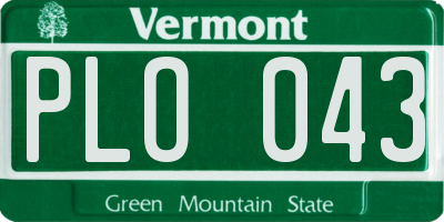 VT license plate PLO043