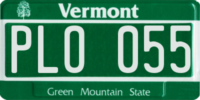 VT license plate PLO055