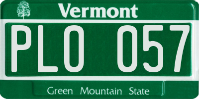 VT license plate PLO057