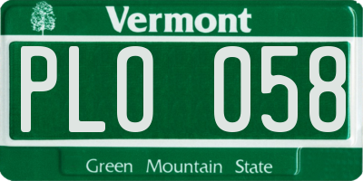 VT license plate PLO058