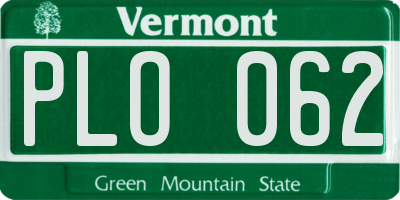 VT license plate PLO062