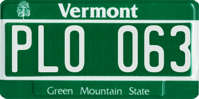 VT license plate PLO063