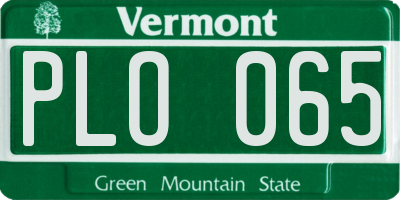 VT license plate PLO065