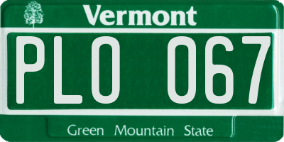 VT license plate PLO067