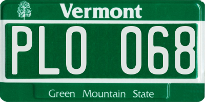 VT license plate PLO068