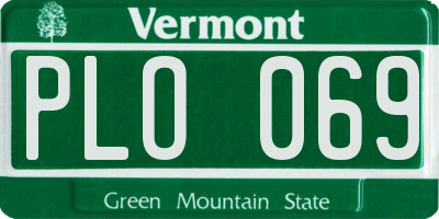 VT license plate PLO069