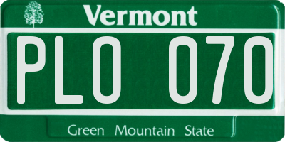 VT license plate PLO070