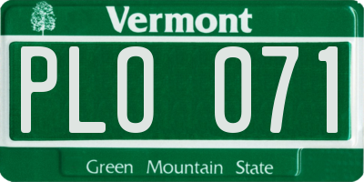 VT license plate PLO071