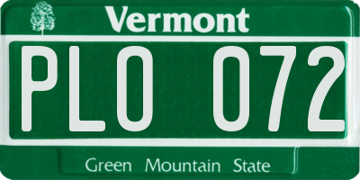 VT license plate PLO072