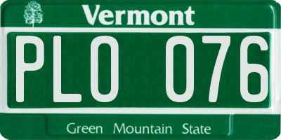 VT license plate PLO076
