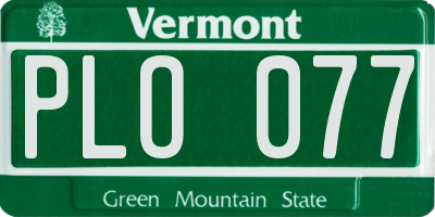 VT license plate PLO077