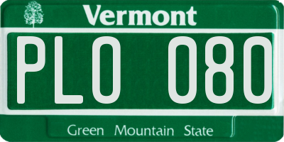 VT license plate PLO080