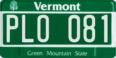 VT license plate PLO081