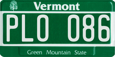 VT license plate PLO086