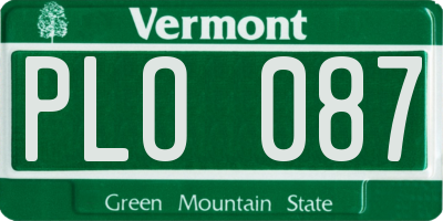 VT license plate PLO087