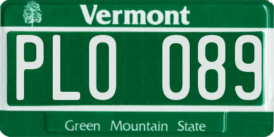 VT license plate PLO089