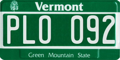 VT license plate PLO092