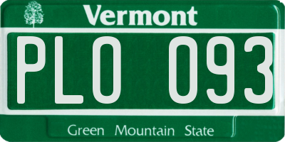 VT license plate PLO093