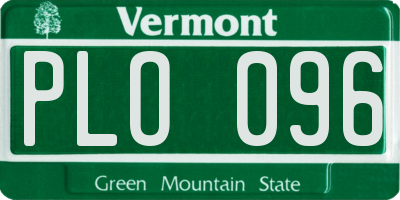 VT license plate PLO096