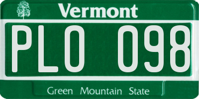 VT license plate PLO098