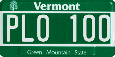 VT license plate PLO100