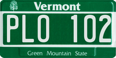 VT license plate PLO102