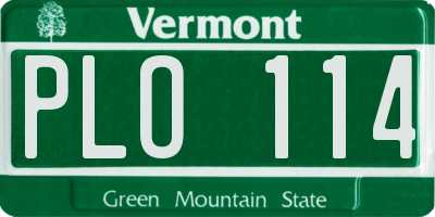 VT license plate PLO114
