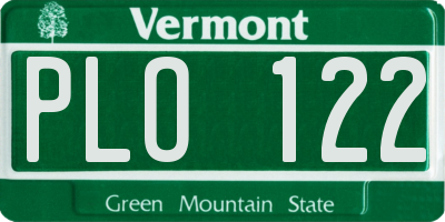 VT license plate PLO122
