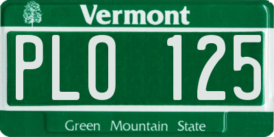VT license plate PLO125