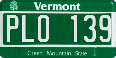 VT license plate PLO139