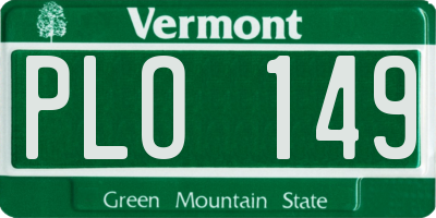 VT license plate PLO149