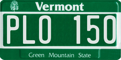 VT license plate PLO150