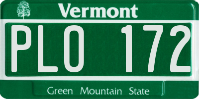 VT license plate PLO172
