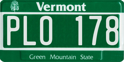 VT license plate PLO178