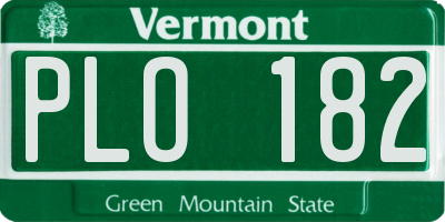VT license plate PLO182