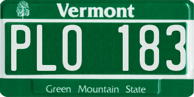VT license plate PLO183