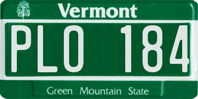 VT license plate PLO184