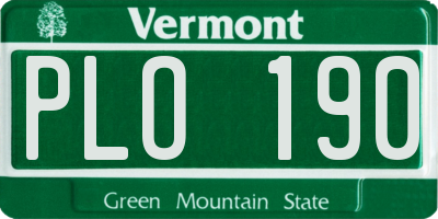 VT license plate PLO190