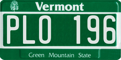 VT license plate PLO196