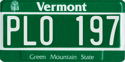VT license plate PLO197