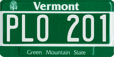 VT license plate PLO201
