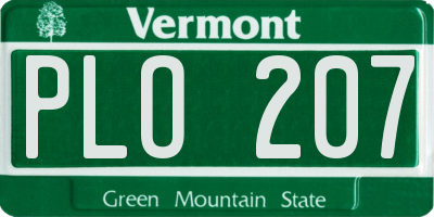VT license plate PLO207